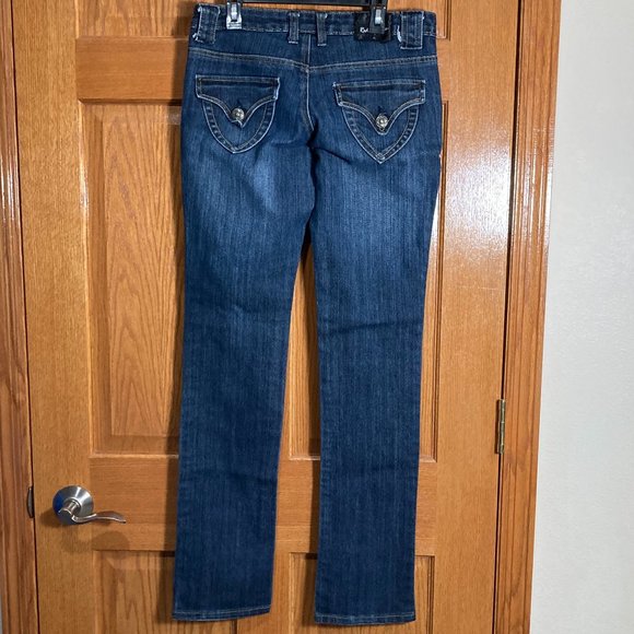 REHAB JEANS Women's 5 Skinny Blue Denim Jeans Front & Back Flap Pockets EUC - Picture 2 of 5